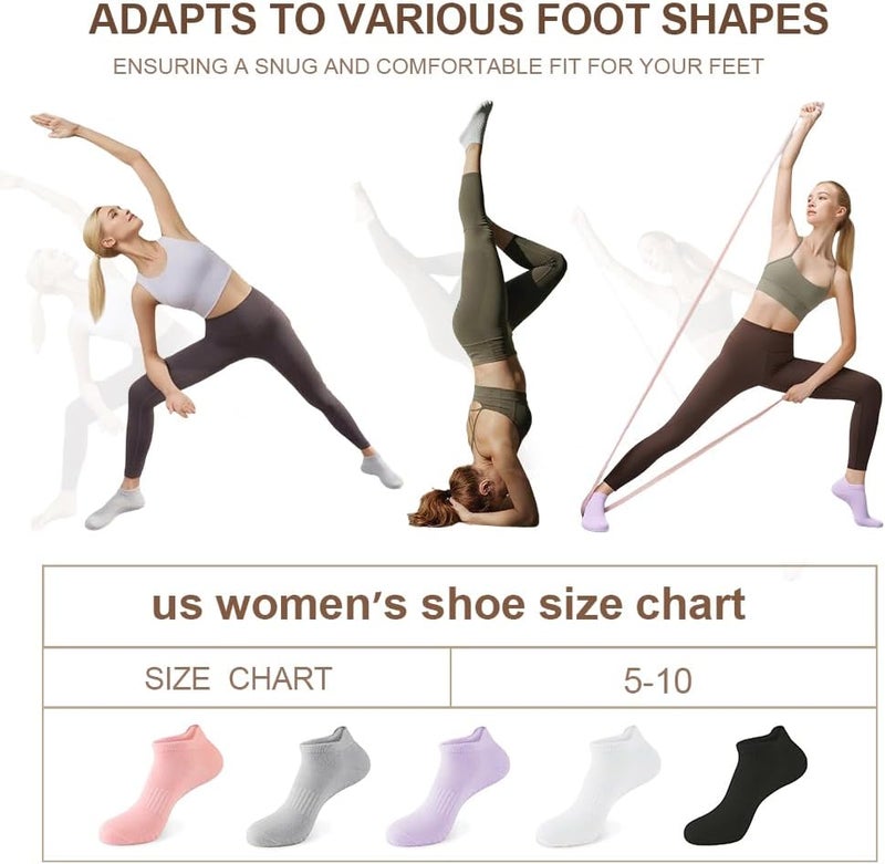 kepiibi 5 Pairs Pilates Socks with Grips for Women Non Slip Grip Yoga Crew Socks for Barre Hospital Barefoot Workout - Image 5